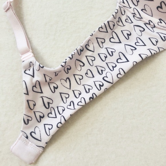 Victorias Secret Dust Pink Black Heart Body By Victoria Perfect Shape Bra - Picture 4 of 7